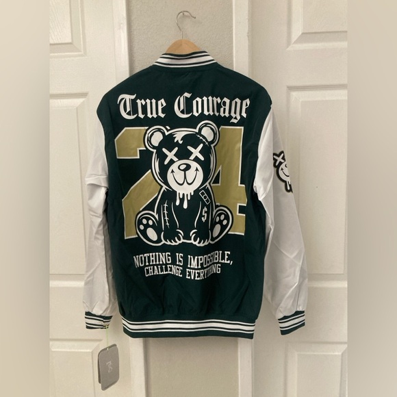 Seven Souls Jacket Varsity Men's Size Large White Black Patched 24 - Picture 2 of 7